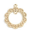Picture of Zinc Based Alloy Charms Round Gold Plated Flower 28mm x 24mm, 10 PCs