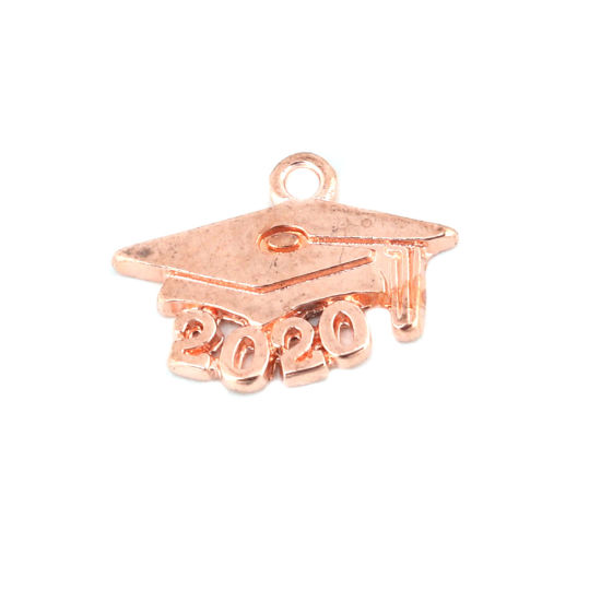Picture of Graduation Jewelry Zinc Based Alloy Charms Doctorial Hat Number Carved 