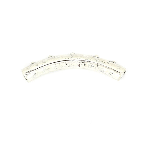 Zamak Cuentas Tubo Curvado Plata Antigua Aprox 46mm x 11mm, Agujero: Aprox 4.1mm, 5 Unidades