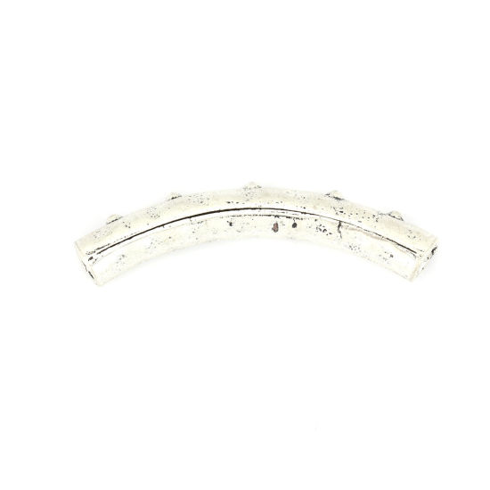 Picture of Zinc Based Alloy Spacer Beads Curved Tube Antique Silver Color About 46mm x 11mm, Hole: Approx 4.1mm, 5 PCs