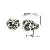 Picture of Zinc Based Alloy Spacer Beads Skeleton Skull Antique Silver Color About 15mm x 12mm, Hole: Approx 2.1mm, 10 PCs