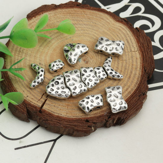 Picture of Zinc Based Alloy Spacer Beads Fish Animal Antique Silver Color Dot (Can Hold ss7 Pointed Back Rhinestone) About 45mm x 15mm, Hole: Approx 1.5mm, 5 Sets