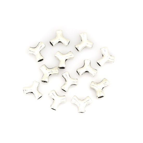 Immagine di Lega di Zinco Perline Ramo Argento Antico Circa 11mm x 9mm, Foro:Circa 1.3mm, 50 Pz