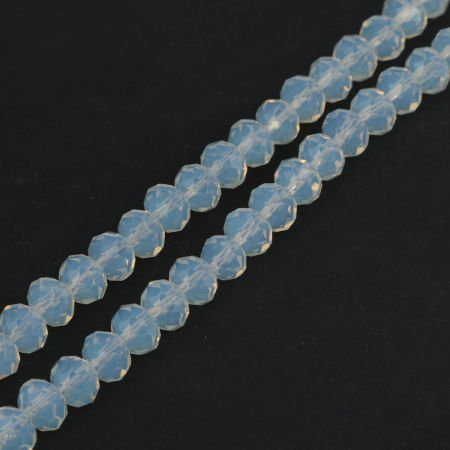 Glass Beads Round White Faceted About 8mm Dia, Hole: Approx 1.3mm, 45cm(17 6/8") long, 2 Strands (Approx 69 PCs/Strand)