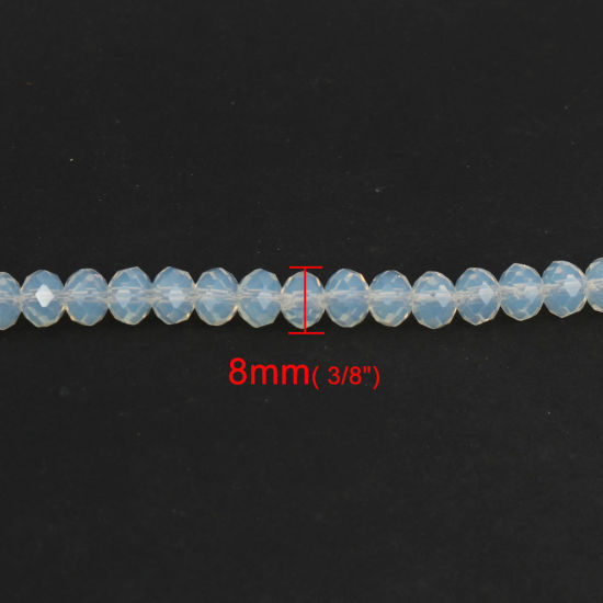 Bild von Glas Perlen Rund Weiß Facettiert ca. 8mm D., Loch: 1.3mm, 45cm lang, 2 Stränge (ca. 69 Stück/Strang)
