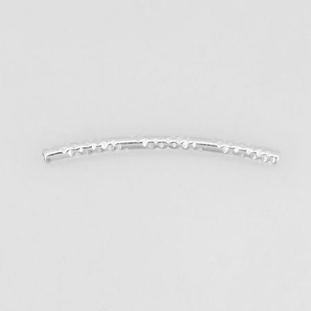 Brass Beads Curved Tube Silver Plated Carved Pattern About 24mm x 3mm, Hole: Approx 1mm, 50 PCs