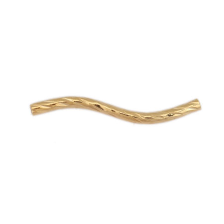 10 Stück Umweltfreundlich Messing Perlen zur DIY-Schmuckherstellung 18K Echtgold plattiert gebogenes Rohr S-Muster 25mm x 4mm, Loch: ca. 1.1mm