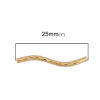 Изображение 10 ШТ Экологичный Латунь Бусины для изготовления ювелирных изделий 18K настоящее золото с покрытием Изогнутая трубка S 25мм x 4мм, Отверстие:примерно 1.1мм