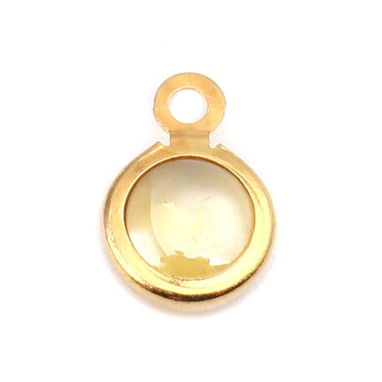 Picture of 304 Stainless Steel Charms Round Gold Plated Yellow 9mm x 7mm, 10 PCs