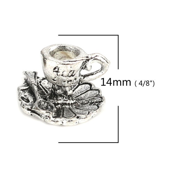 Picture of Zinc Based Alloy Charms Cup Antique Silver Color 14mm x 10mm, 20 PCs