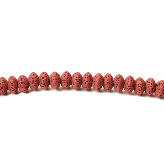 Picture of (Grade A) Lava Rock ( Natural ) Beads Wheel Red About 9mm x 5mm, Hole: Approx 2mm, 20cm(7 7/8") long, 1 Strand (Approx 39 PCs/Strand)