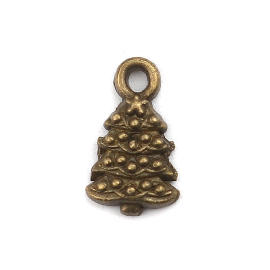 Picture of Zinc Based Alloy Charms Christmas Tree Antique Bronze 12mm x 7mm, 100 PCs