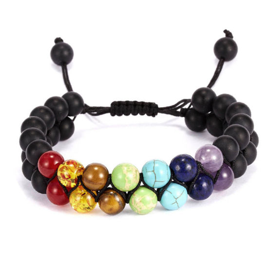 Picture of Natural Gemstone Yoga Healing Adjustable Dainty Bracelets Delicate Bracelets Beaded Bracelet Multicolor 19cm - 27cm long, 1 Piece