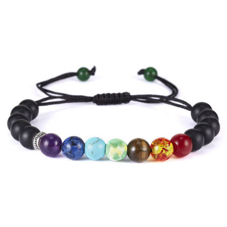 Picture of Natural Gemstone Yoga Healing With Magnetic Clasp Dainty Bracelets Delicate Bracelets Beaded Bracelet Black 20cm(7 7/8