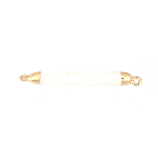 Picture of (Grade A) Turquoise ( Natural ) Connectors Cylinder Gold Plated White 4.5cm x 0.5cm, 1 Piece