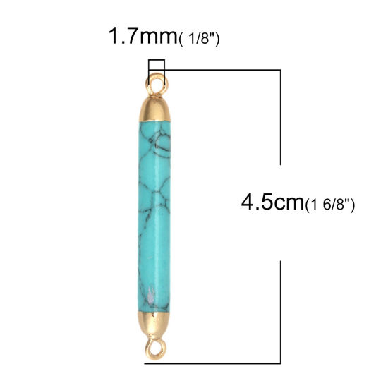 Image de (Classement B) Connecteurs en Turquoise ( Naturel ) Colonne Doré Bleu-Vert 4.5cm x 0.5cm, 1 Pièce