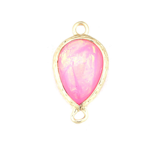 Image de Connecteurs en Cristal Goutte d'Eau Doré Rose Couleur AB 22mm x 12mm, 1 Pièce