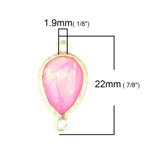 Bild von Kristall Verbinder Tropfen Vergoldet Rosa AB Farbe 22mm x 12mm, 1 Stück