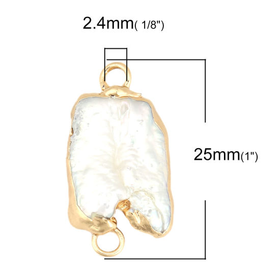 Picture of Natural Shell Connectors Irregular Gold Plated Creamy-White 25mm x 13mm, 1 Piece