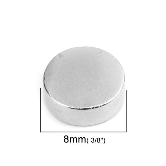Picture of Magnetic Hematite Neodymium Magnets Round Silver Tone 8mm, 1 Piece