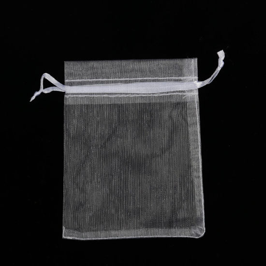 Image de Cadeau de Mariage Sachets en Organza Rectangle Blanc 10cm x 8cm, (Espace Utilisable: 8x8cm) 30 Pcs