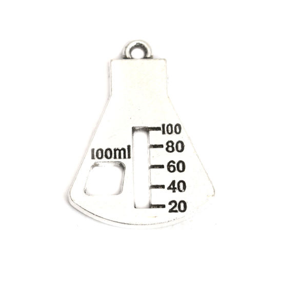 Picture of Zinc Based Alloy College Jewelry Charms Bottle Antique Silver Color 28mm x 20mm, 20 PCs