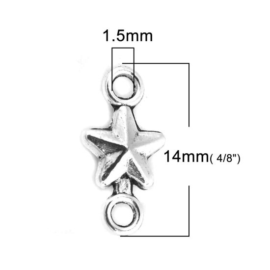 Bild von Zinklegierung Verbinder Pentagramm Stern Antik Silber 14mm x 7mm, 200 Stück