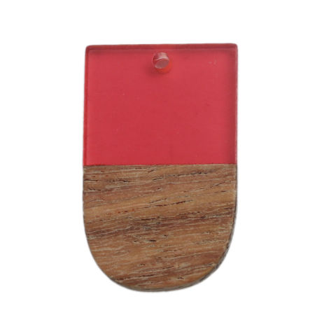 Picture of Natural Wood Effect Resin Pendants Ice Lolly Red 3.2cm x 2cm, 2 PCs