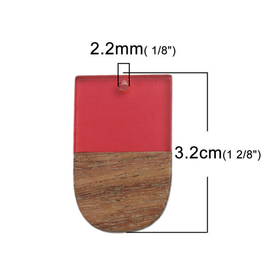 Immagine di Charm Resina Effetto Legno Ciondoli Ghiacciolo Rosso 3.2cm x 2cm, 2 Pz