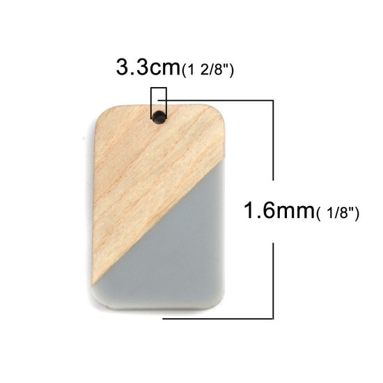 Immagine di Charm Resina Effetto Legno Ciondoli Rettangolo Grigio 3.3cm x 2.1cm, 2 Pz