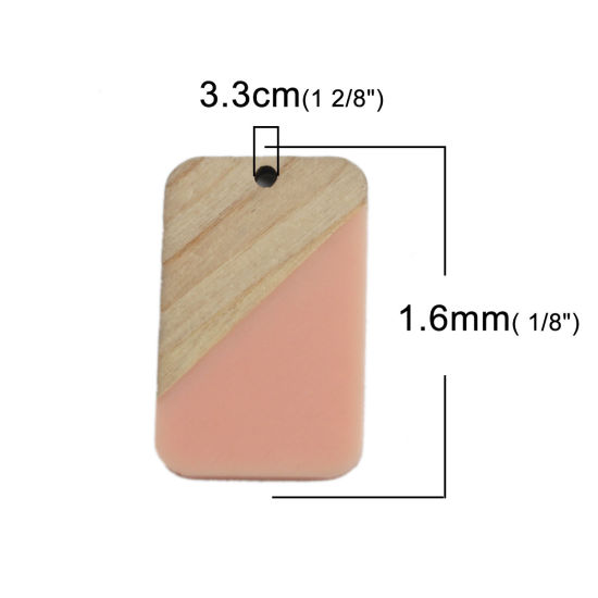 Immagine di Charm Resina Effetto Legno Ciondoli Rettangolo Rosa Chiaro 3.3cm x 2.1cm, 2 Pz