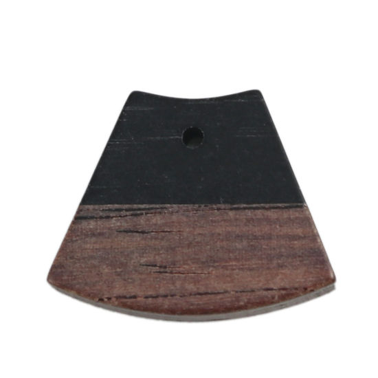 Picture of Wood Effect Resin Charms Trapezoid Black 22mm x 18mm, 5 PCs