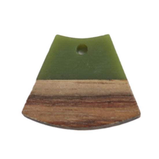 Picture of Wood Effect Resin Charms Trapezoid Green 22mm x 18mm, 5 PCs