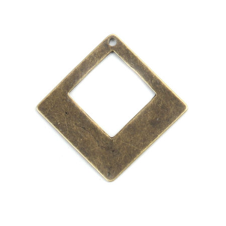 Image de Pendentifs en Alliage de Zinc Losange Bronze Antique Creux 3cm x 3cm, 20 Pcs