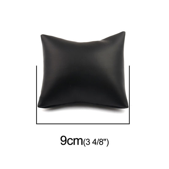 Image de Présentoirs à Bijoux en PU Forme Oreiller Noir 9cm x 8cm , 5 Pcs