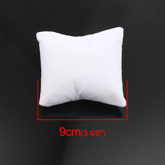 Picture of PU Leather Jewelry Displays Pillow White 9cm x 8cm , 5 PCs