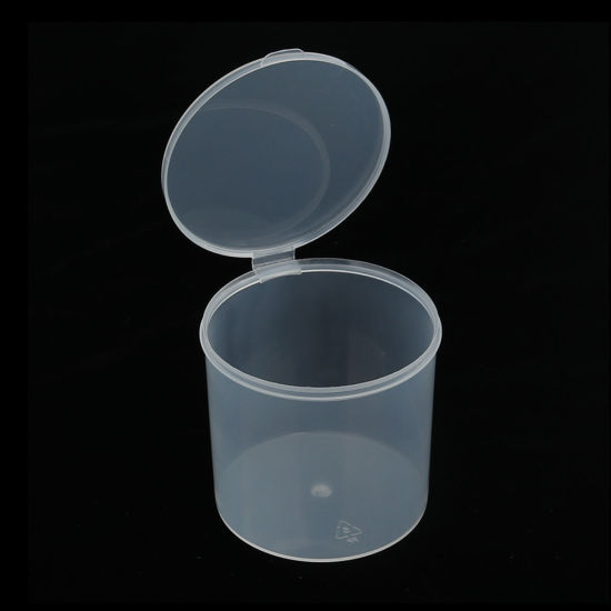 Изображение ABS Пластик Коробка для Хранения или Выставки Бусины Цилиндр Прозрачный 90.0мм x 82мм, 2 ШТ