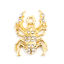 Picture of Zinc Based Alloy Charms Halloween Spider Animal Gold Plated Micro Pave White Rhinestone 22mm x 16mm, 2 PCs