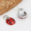 Picture of Zinc Based Alloy Charms Ladybug Animal Silver Tone Black & Red Enamel 9mm x 5mm, 10 PCs