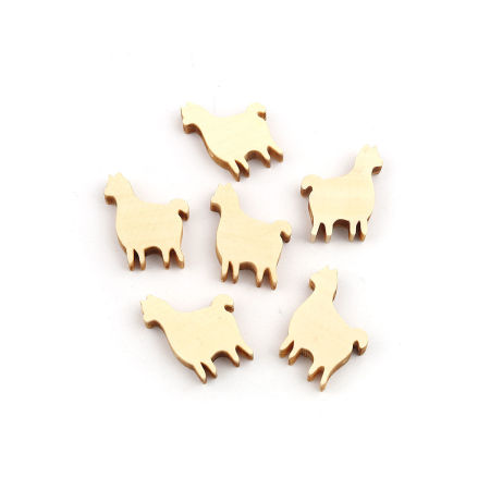 Picture of Maple Wood Spacer Beads Alpaca Animal Natural About 27mm x 23mm, Hole: Approx 2.4mm, 50 PCs