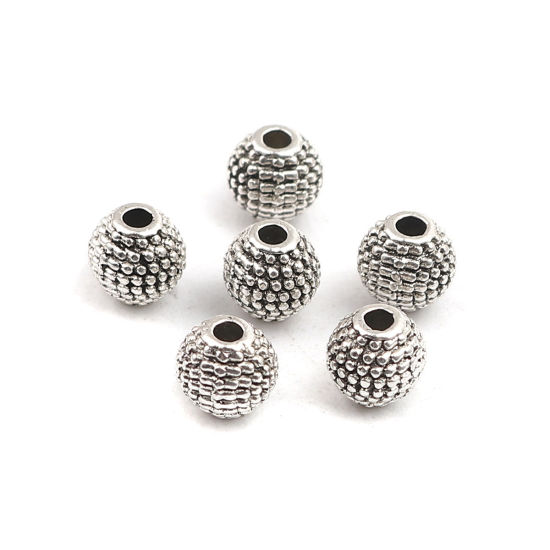 Immagine di Lega di Zinco Perline Ovale Argento Antico Circa 6mm x 5mm, Foro:Circa 1.4mm, 200 Pz