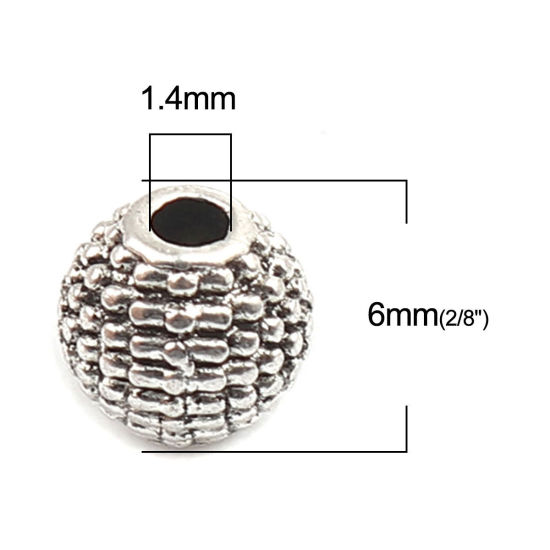 Immagine di Lega di Zinco Perline Ovale Argento Antico Circa 6mm x 5mm, Foro:Circa 1.4mm, 200 Pz