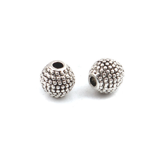 Immagine di Lega di Zinco Perline Ovale Argento Antico Circa 6mm x 5mm, Foro:Circa 1.4mm, 200 Pz