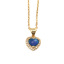 Picture of Stainless Steel Necklace Gold Plated Blue Heart Clear Cubic Zirconia 45cm(17 6/8") long, 1 Piece