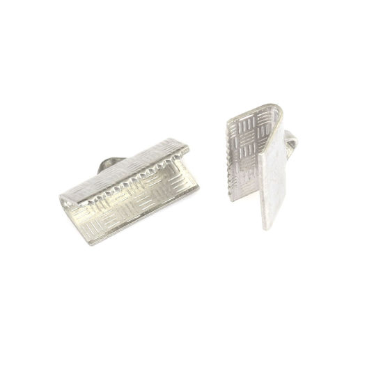 Image de Ruban Crimp Fin en 304 Acier Inoxydable Porte-documents Argent Mat 13mm x 7mm, 20 Pcs