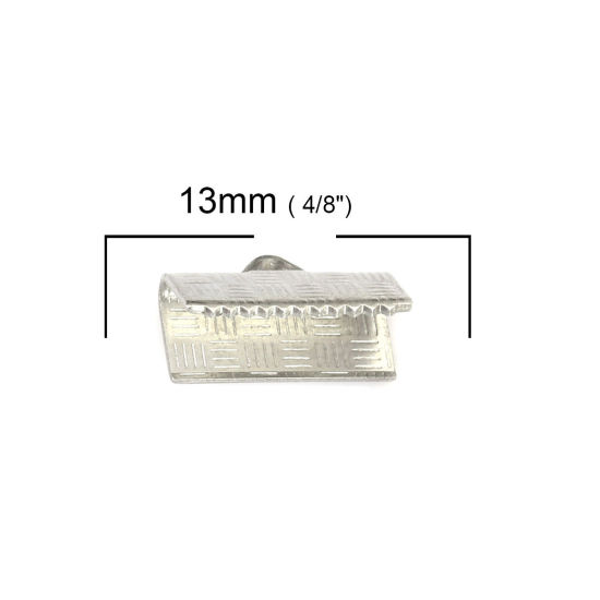 Image de Ruban Crimp Fin en 304 Acier Inoxydable Porte-documents Argent Mat 13mm x 7mm, 20 Pcs