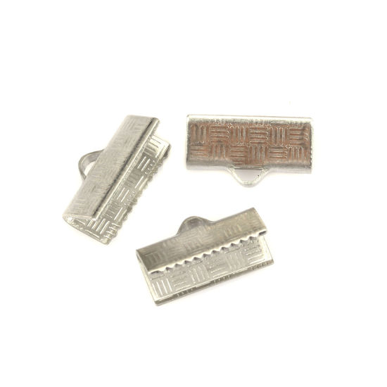 Image de Ruban Crimp Fin en 304 Acier Inoxydable Porte-documents Argent Mat 13mm x 7mm, 20 Pcs