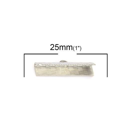 Image de Embouts pour Cordons en 304 Acier Inoxydable Argent Mat (pr Cordon: 2mm） 25mm x 7mm, 20 Pcs