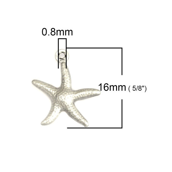 Picture of 304 Stainless Steel Ocean Jewelry Charms Star Fish Silver Tone 16mm x 15mm, 20 PCs