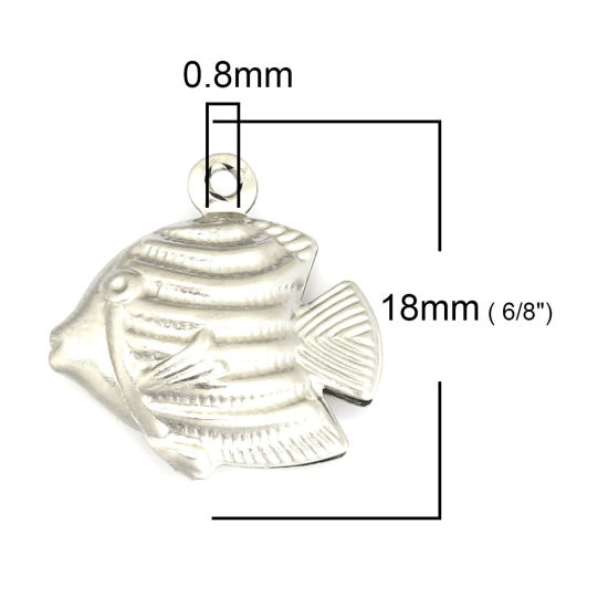 Изображение 304 Нержавеющая Сталь Морские Украшения Морские Украшения Подвески Тропические рыбы Серебряный Тон 18мм x 17мм, 20 ШТ